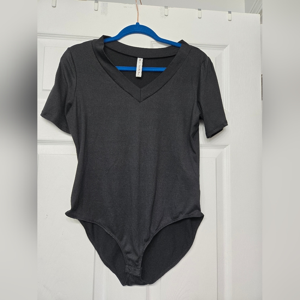 Black Or Teal Green V-Neck Bodysuit